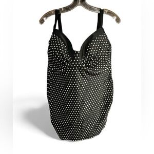 Pure Energy polka dot Swim Tankini Top with underwire support Size 24W